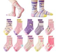 Baogaier Chaussettes Mi-mollet Filles Lot de 10, Coton, 29-32, 6-8 ans