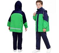 Baogaier Combinaison de Pluie pour Enfant Imperméable Veste et Pantalon Set | 2 pièces Ensembles, Léger, Coupe-vent, Vêtements de Pluie, Pliable, Respirant, pour Vélo Randonnée, Camping, École, 8-14 Ans