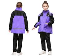 Baogaier Combinaison de Pluie pour Fille, Imperméable Veste et Pantalon, Enfants Léger Coupe-vent Vêtements de Pluie avec Sac de rangement, pour Vélo Randonnée, 11-12 Ans, Violet