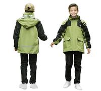 Baogaier Combinaison de Pluie pour Garçon, Imperméable Veste et Pantalon, Enfants Léger Coupe-vent Vêtements de Pluie avec Sac de rangement, pour Vélo Randonnée, 11-12 Ans, Vert