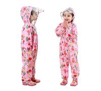 Baogaier Enfants Filles Imperméables Imperméables à Capuche Combinaison de Pluie Poncho Veste Imprime Fleur Respirant Manches Longues Vêtements pour Enfants Filles 5-7 ans - Rose
