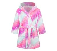 Baogaier Enfants Peignoir de Bain Filles à Capuche Robe de Chambre Doux Pyjamas Vêtements de Nuit Adolescent Étoile Rose Imprimé Polaire avoir Ceinture et Poche Tout-petits 3 4 Ans