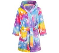 Baogaier Enfants Peignoir de Bain Filles à Capuche Robe de Chambre Doux Pyjamas Vêtements de Nuit Adolescent Cheval Arc-en-ciel Imprimé Animal Polaire avoir Ceinture et Poche Tout-petits 3 4 Ans