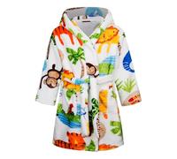 Baogaier Enfants Peignoir de Bain Filles à Capuche Robe de Chambre Doux Pyjamas Vêtements de Nuit Adolescent Singe Blanc Imprimé Animal Polaire avoir Ceinture et Poche Tout-petits 5 6 Ans