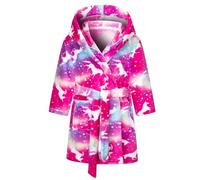 Baogaier Enfants Peignoir de Bain Garçons, Robe de chambre Polaire Ultra Doux et Léger Serviette de Bain Capuche Pyjamas, Cheval Multicolore, 6-7 Ans