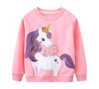 Baogaier Fille Sweatshirt Haut à Manches Longues Pullover Licorne Rose Brillante Imprimé Animal Motif Mignon Sweat Sport Loisir Casual T-Shirts Col Rond Enfant Top Mode Vêtements 3-4 Ans