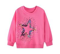 Baogaier Fille Sweatshirt Haut à Manches Longues Pullover Mignon Sweat Sport Loisir Casual T-Shirts Col Rond Enfant Top Mode Vêtements 3-4 Ans, Rose Rouge Étoiles Paillettes