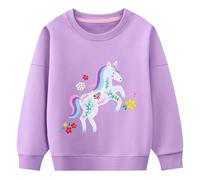 Baogaier Fille Sweatshirt Haut à Manches Longues Pullover Mignon Sweat Sport Loisir Casual T-Shirts Col Rond Enfant Top Mode Vêtements 3-4 Ans, Licorne Violet