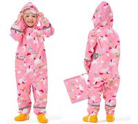 Baogaier Filles Imperméables Combinaison de Pluie pour Enfants Une Pièce Imperméable Mignon Dessin Animé Vestes Manteaux Respirante Léger Poncho Outdoor Vêtements 3-5 Ans, Cheval Rose