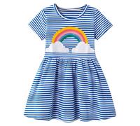 Baogaier Filles Robe Coton Manches Courtes Confort Casual Robes 2-7 Ans | Imprimé Appliquée, Doux, Col Rond, Princesse Été Robes, Plage Vacances école Décontractée de fête, Licorne Enfants Vetement