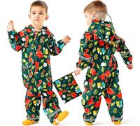 Baogaier Garçons Imperméables à Capuche Combinaison de Pluie pour Enfants Une Pièce Imperméable Mignon Dessin Animé Vestes Respirante Léger Poncho Manteaux Vêtements 1-3 Ans, Dinosaure Vert Foncé