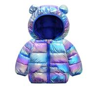 Baogaier Hiver Manteaux Enfant Fille Garçon Bleu Saphir Imperméable Veste à Capuche Poches Chaud Léger Blousons Fermetures éclair Coupe Vent Unisexe Manche Longue d'extérieur Vêtement 4-5 Ans
