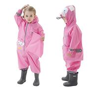 Baogaier Imperméable Bébé Combinaison de Pluie Fille à Capuche Manteau de Pluie Poncho 3D Animal Dessin Animé Mignon Cape Pluie Respirant Enfant Léger Bande Réfléchissante Singe Schéma Rose 1-2 Ans
