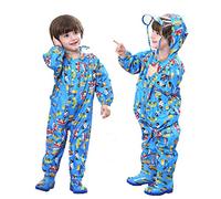 Baogaier Imperméables Enfants, Imperméables à Capuche Combinaison de Pluie Poncho Veste Voiture Excavatrice Respirant Manches Longues Vêtements pour Enfants Garçons 3-5 ans - Blue