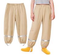 Baogaier Pantalon de Pluie pour Enfants, Tout-Petits Non doublée Pantalon Coupe-Vent et imperméable Pluie, Kaki Garçons Fille Anti-Boue Léger et Fin Pantalon avec Réfléchissant pour 3-4 Ans