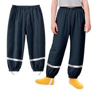 Baogaier Pantalon de Pluie pour Enfants, Tout-Petits Non doublée Pantalon Coupe-Vent et imperméable Pluie, Bleu Marine Garçons Anti-Boue Léger et Fin Pantalon avec Réfléchissant pour 7-8 Ans