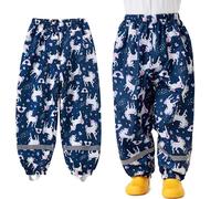 Baogaier Pantalon de Pluie pour Enfants, Tout-Petits Non doublée Pantalons Coupe-Vent et imperméable Pluie, Cheval Bleu Marine Fille Anti-Boue Léger et Fin Pants avec Réfléchissant pour 1-2 Ans