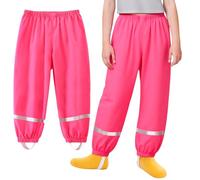 Baogaier Pantalon de Pluie pour Fille, Tout-Petits Non doublée Pantalon Coupe-Vent et imperméable Pluie, Rose Enfants Anti-Boue Léger et Fin Pantalon avec Réfléchissant pour 7-8 Ans