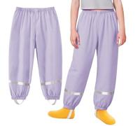 Baogaier Pantalon de Pluie pour Fille, Tout-Petits Non doublée Pantalon Coupe-Vent et imperméable Pluie, Violet Enfants Anti-Boue Léger et Fin Pantalon avec Réfléchissant pour 3-4 Ans
