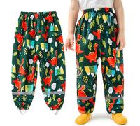Baogaier Pantalon de Pluie pour Garçons, Tout-Petits Non doublée Pantalons Coupe-Vent et imperméable Pluie, Dinosaure Vert foncé Anti-Boue Léger et Fin Pants avec Réfléchissant pour 5-6 Ans
