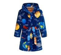 Baogaier Peignoir de Bain à Capuche Garçons Filles Planète Bleue Robe de Chambre Doux Pyjamas Vêtements de Nuit Adolescent Imprimé Animal Polaire avoir Ceinture et Poche Enfants Tout-petits 3-4 Ans