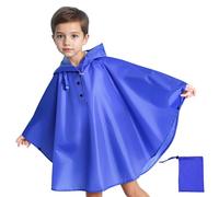 Baogaier Poncho Pluie Enfant, Léger Respirant Filles Garçons RéUtilisable Imperméable Veste à capuche, Unisexe Cape De Pluie Imperméables l'extérieur Ado Vêtements pour 11-14 Ans, Bleu