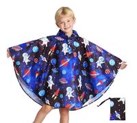 Baogaier Poncho Pluie Enfant, Léger Respirant Garçons RéUtilisable Imperméable Veste à capuche, Mignon Cape De Pluie Imperméables l'extérieur Vêtements 3-5 Ans, Bleu marine Astronaute