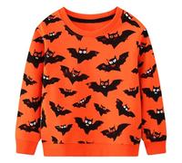 Baogaier Sweatshirt Garçon Halloween Chauve-Souris Imprimé Pullover Manches Longues Col Rond Sweat Hiver Sportswear Casual Jumper Vêtements Pull Veste pour Enfants 4-5 Ans, Orange