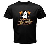 BAOGUI Mighty Ducks Anaheim Logo Hockey League Men's Black T-Shirt XL