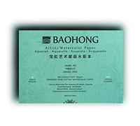 BAOHONG Bloc de papier aquarelle pour artistes (20 feuilles, collées sur quatre bords), 100% coton, sans acide, 63,5 kg/300 g/m², fournitures d'art aquarelle pour peinture humide, sèche et mixte
