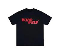 BaohuLDWwde5a Do Not Know Its Name T-Shirt Short Sleeve Male and Female Couples Half Sleeve Loose Cotton Heavy Fingerprint Summer Black L