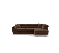 Bestmobilier Baoji - Canapé d'angle Droit 5 Places Convertible avec têtières et Coffre en Velours côtelé