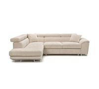 Best mobilier - Canapé d'angle gauche Baoji 5 places convertible coffre velours côtelé - Beige