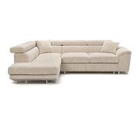 Best mobilier - Canapé d'angle gauche Baoji 5 places convertible coffre velours côtelé - Beige