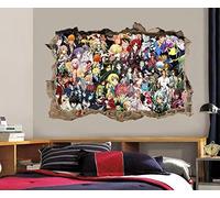BAOJIAN Stickers muraux Anime manga personnage 3d brisé sticker mural sticker famille art mural