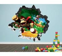 BAOJIAN Stickers muraux Donkey Kong Bros smashing sticker mural 3d autocollant décoration vinyle