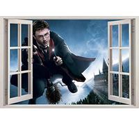 BAOJIAN Stickers muraux Harry Potter Poudlard 3D fenêtre vue sticker graphique sticker mural Art mural H318