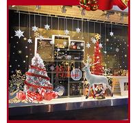 BAOJIAN Stickers muraux Sticker mural de noël arbre dessin animé blanc cerf décalcomanie décoration de noël fenêtre en verre salon décoration du centre commercial