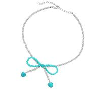 baojielai Chaîne de cou vintage avec nœud et cœur turquoise - Collier élégant pour femme