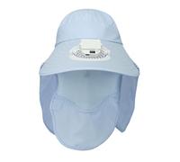 baojielai Chapeau de ventilateur de refroidissement rechargeable par USB avec tour de cou amovible, grande batterie, chapeau de pêcheur respirant pour la pêche et la randonnée, bleu, as the pic show