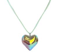 baojielai Collier en verre robuste avec pendentif en forme de cœur coloré avec chaîne ton pour femme, Love 33mm, Liuli, Pas de gemme