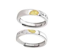 baojielai Eternals Love Bague de couple avec empreintes digitales pour couples tendance à la recherche de romance et de l'individualité Design réglable, as the pic show, Cuivre, Aucune pierre