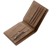 baojielai Portefeuille fin en cuir pour homme avec porte-cartes compartiments pour billets de banque et poche pour pièces de monnaie pour le travail, les affaires, les sacs à main minimalistes, marron