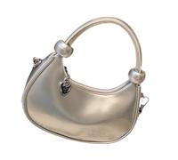 baojielai Sac à bandoulière tendance 2025 brillant pour femme avec poignée supérieure nouée et sangle de chaîne amovible pour diverses occasions, Argenté., 21x14x7cm