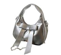 baojielai Sac à main en cuir pour femme, sac à bandoulière avec nœuds, sac à main avec poignée sur le dessus et chaîne amovible, Argenté., 21x8x12cm