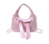 baojielai Sac à main en cuir pour femme, sac à bandoulière avec nœuds, sac à main avec poignée sur le dessus et chaîne amovible, rose, 21x8x12cm