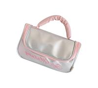 baojielai Sac à main en polyuréthane de grande capacité avec nœuds pour le rangement de produits de toilette et trousse de maquillage portable, Argenté., 21.5x9.2x12cm