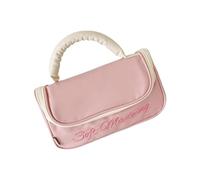 baojielai Sac à main en polyuréthane de grande capacité avec nœuds pour le rangement de produits de toilette et trousse de maquillage portable, rose, 21.5x9.2x12cm