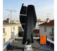 BAOJUHUIKANG 24v, Kit d'Éolienne à Axe Vertical 16000W avec Générateur à Aimant Permanent et Contrôleur de Charge, Installation Facile pour Maison Hors Réseau/Applications Maritimes (Noir)