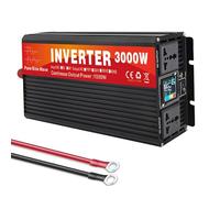 BAOJUHUIKANG 24v to 110v,Onduleur de Puissance de Voiture 3000W, 12/24/48/60/72V DC à 110/230V AC, à Onde sinusoïdale Pure, avec écran LCD et 2 Prises AC